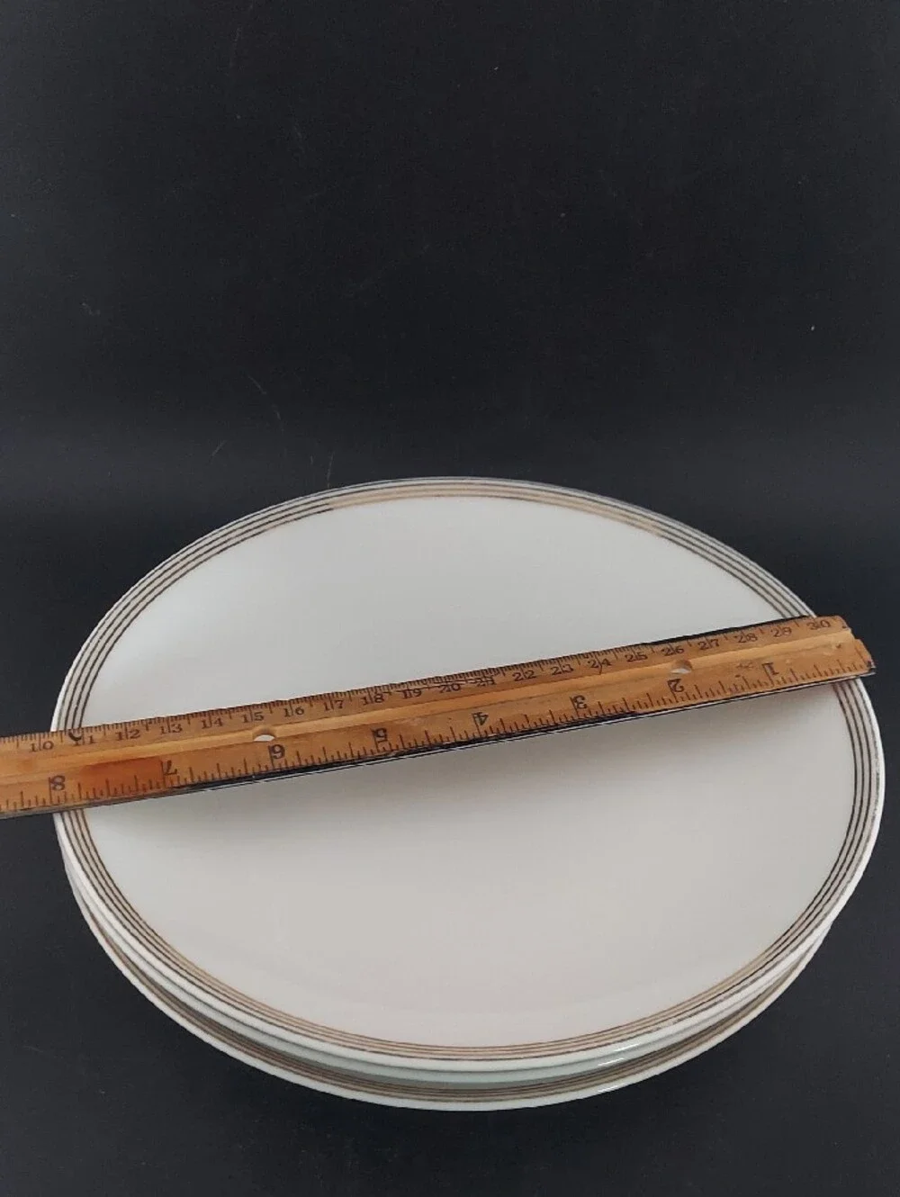 Martha Stewart Elegant White Dinner Plates with Gold Rim - Set of 3